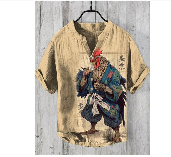 Chemise d'été grande taille à manches courtes et trois boutons pour homme - Droxev