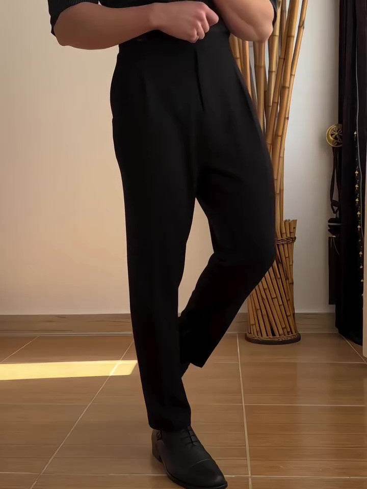 Pantalon droit drapé décontracté pour homme - Droxev