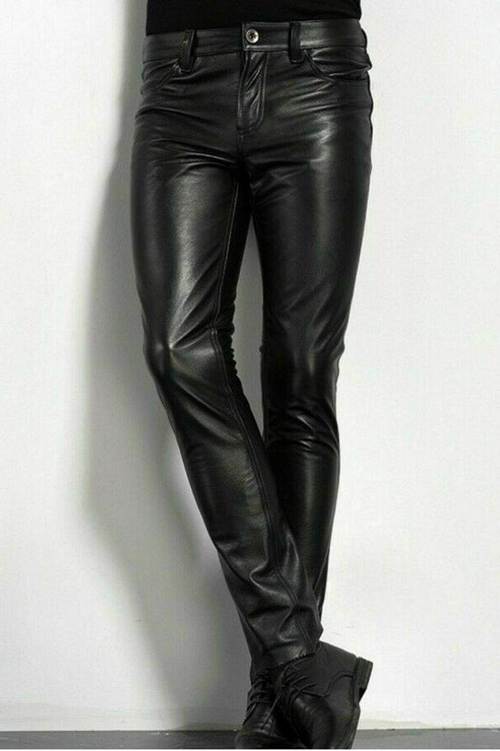 Pantalons longs en cuir pour hommes à la mode - Droxev