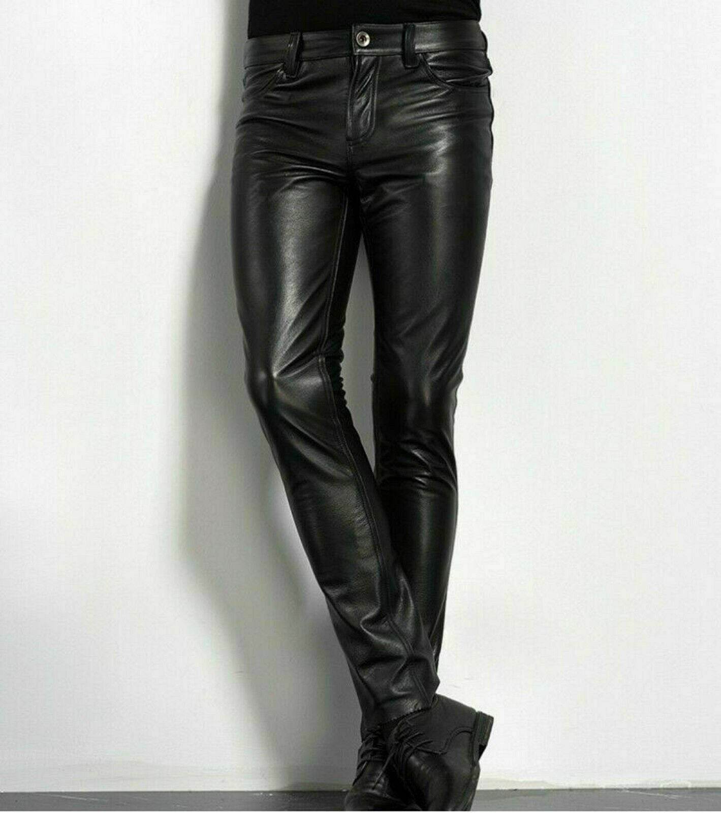 Pantalons longs en cuir pour hommes à la mode - Droxev