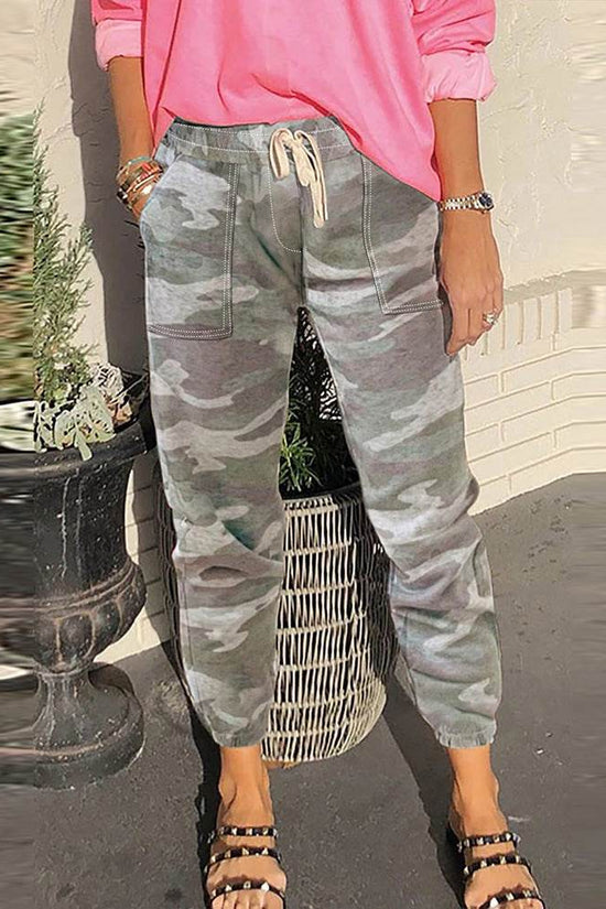 Pantalon décontracté camouflage pour femme - Droxev