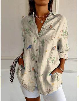 Chemise à manches longues pour femme, tendance estivale, imprimé 3D à motif floral - Droxev