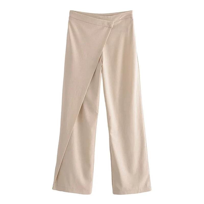 Pantalon en lin mélangé décontracté et polyvalent pour femme - Droxev
