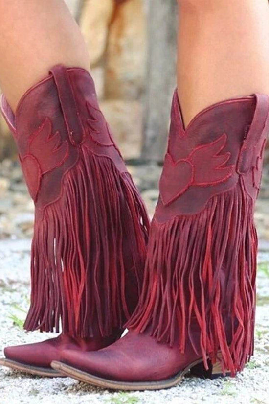 Bottes vintage à pampilles au-dessus du genou - Droxev