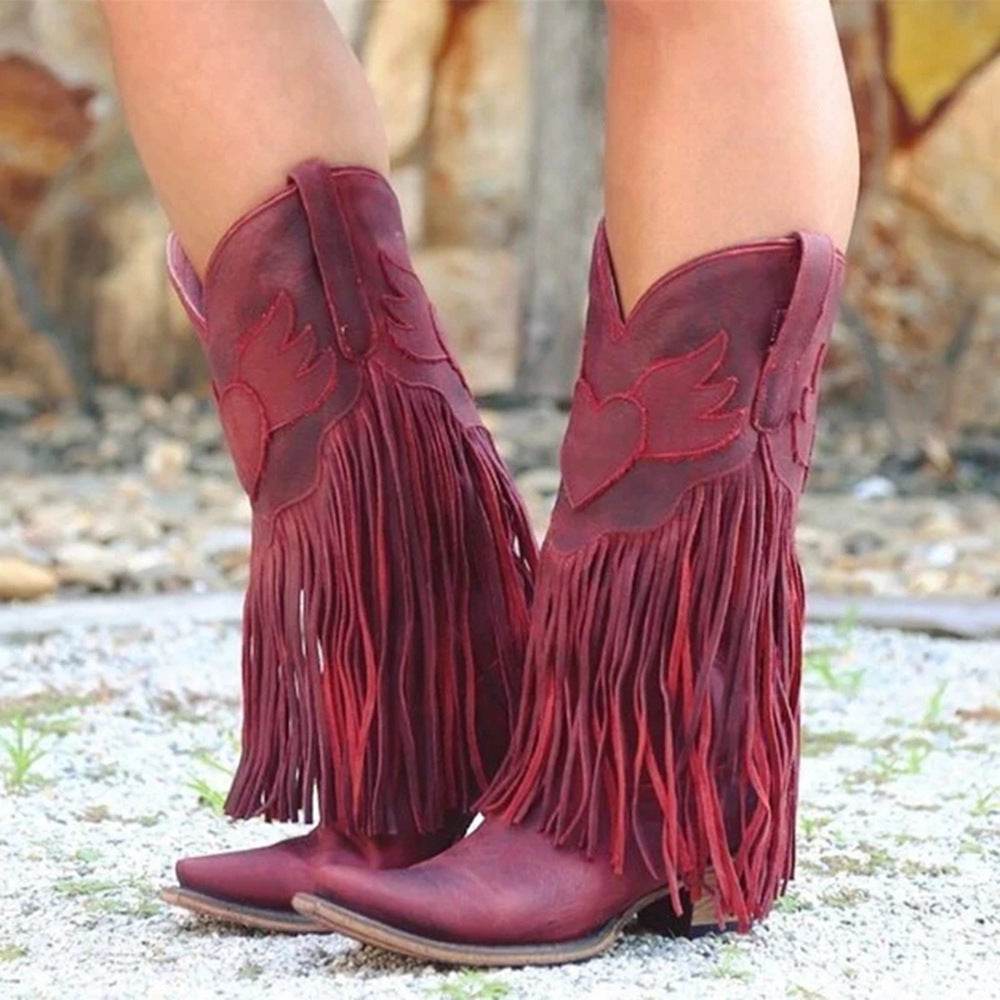 Bottes vintage à pampilles au-dessus du genou - Droxev