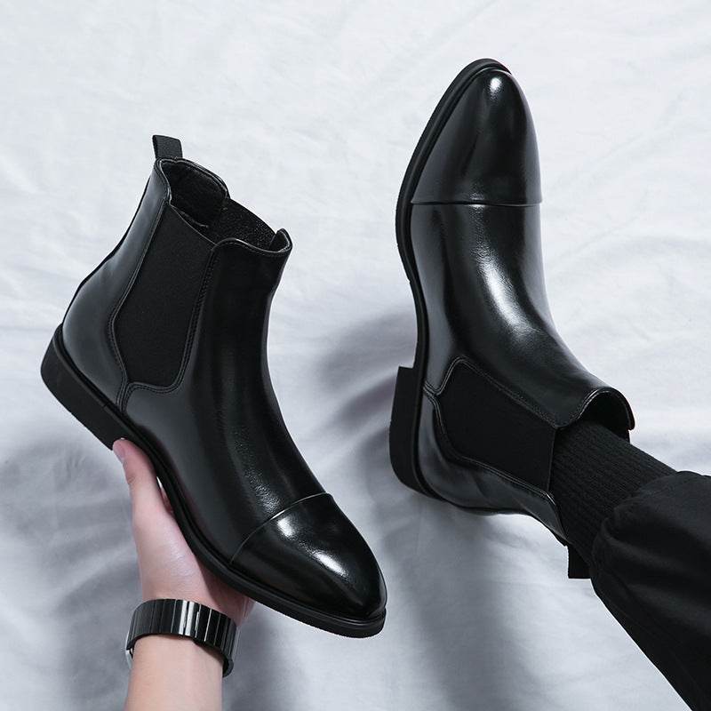 Chaussures montantes décontractées en cuir pour hommes, style britannique - Droxev