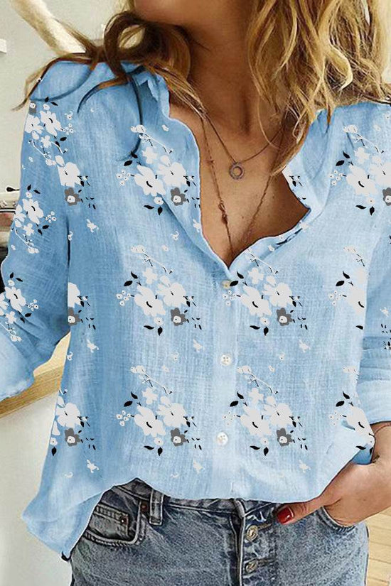 Chemise ample à manches longues en lin pour femme - Droxev
