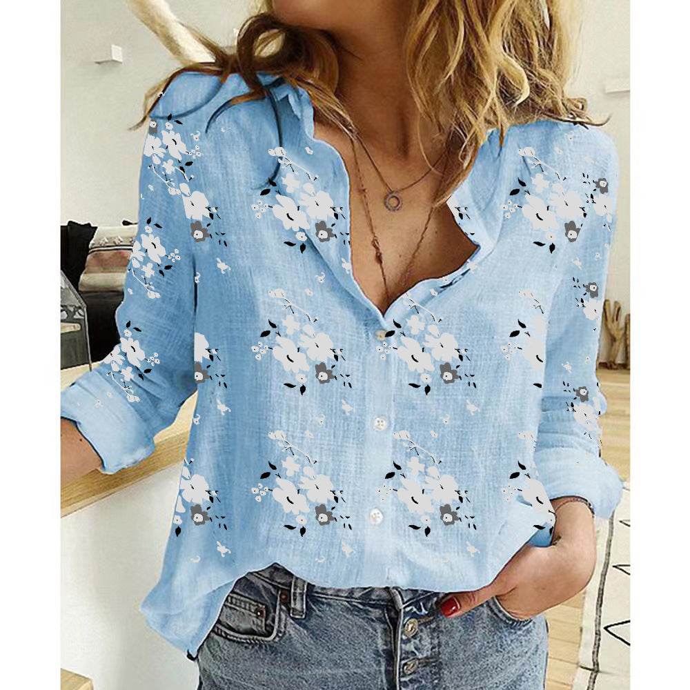 Chemise ample à manches longues en lin pour femme - Droxev