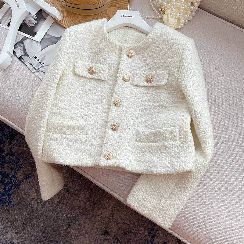 Manteau en tweed de style classique pour femme - Droxev
