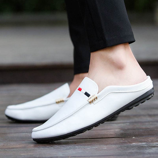 Mocassins décontractés pour jeunes, chaussures bateau blanches pour hommes, légères, à demi-semelles - Droxev