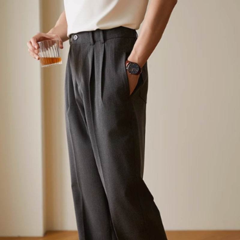 Pantalon décontracté drapé droit et élastique pour le travail - Droxev