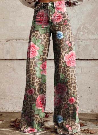 Pantalon large en faux denim fin - Droxev