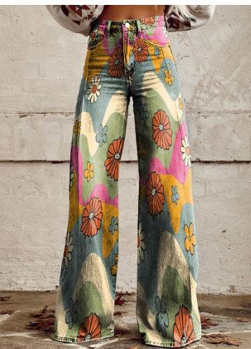 Pantalon large en faux denim fin - Droxev