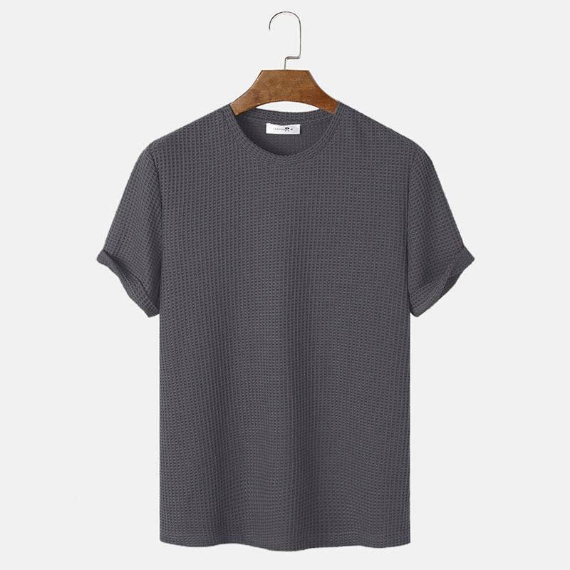 T-shirts basiques d'été à col rond et couleur unie pour hommes - Droxev