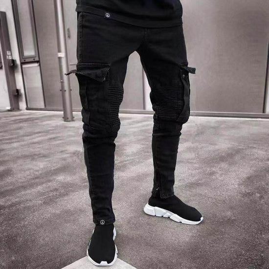 Pantalon tendance à fermeture éclair avec trous au genou - Droxev