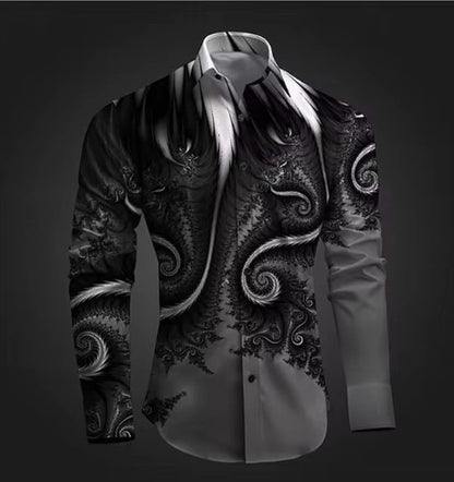 Chemise Imprimée à Manches Longues Homme – Style Cardigan Slim