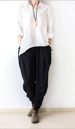 Pantalon en lin, sarouel pour femme - Droxev