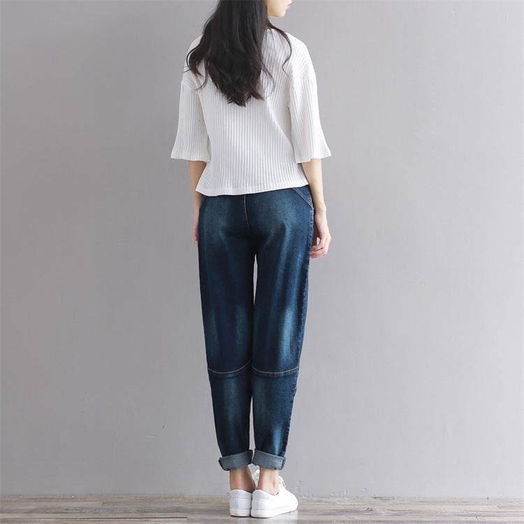 Pantalons en jean amples pour femmes - Droxev