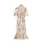 Stretch pleated slim-fit dress long dress