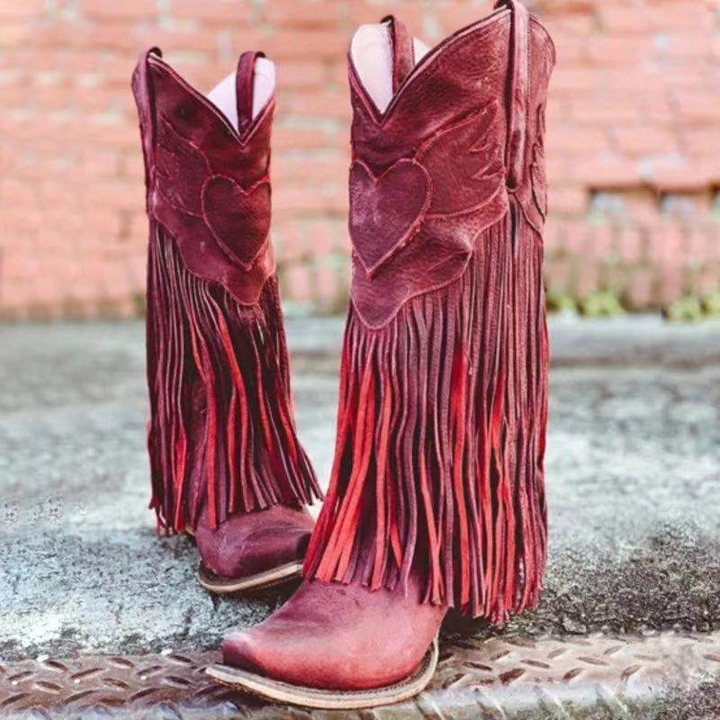 Bottes vintage à pampilles au-dessus du genou - Droxev