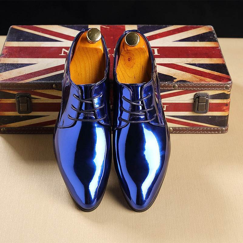 Chaussures pointues britanniques en cuir pour hommes, chaussures en cuir brillant à la mode - Droxev
