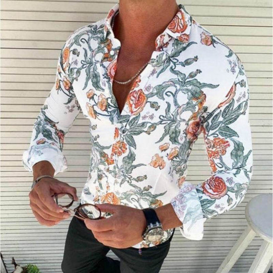 Chemise Homme Imprimée à Manches Longues – Style Streetwear Décontracté Hiver - Droxev