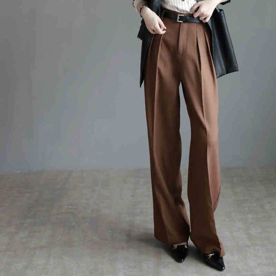 Pantalon de costume pour femme, pantalon slim à jambes larges - Droxev
