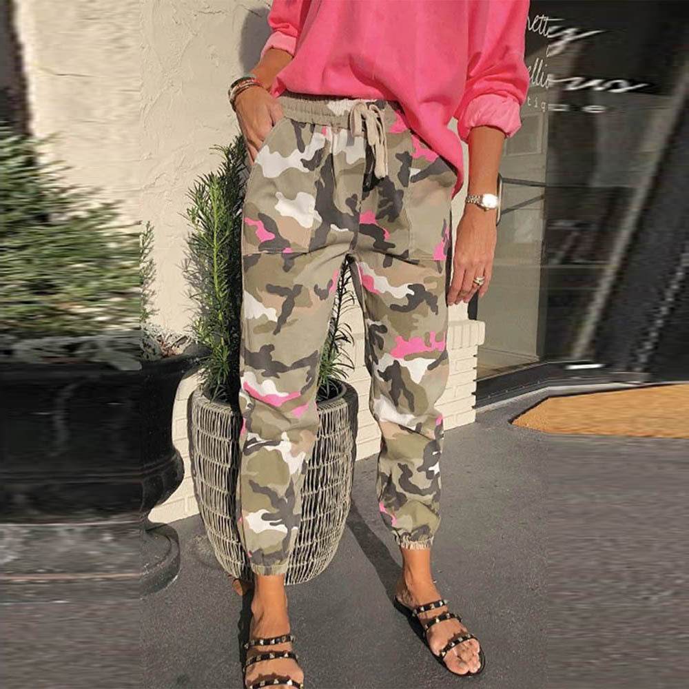Pantalon décontracté camouflage pour femme - Droxev