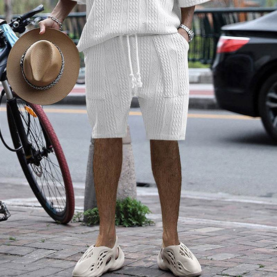 Short jacquard décontracté multi-poches pour le sport, droit et large, style printemps-été - Droxev