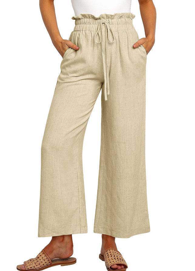 Pantalon large Pantalon court de couleur unie - Droxev