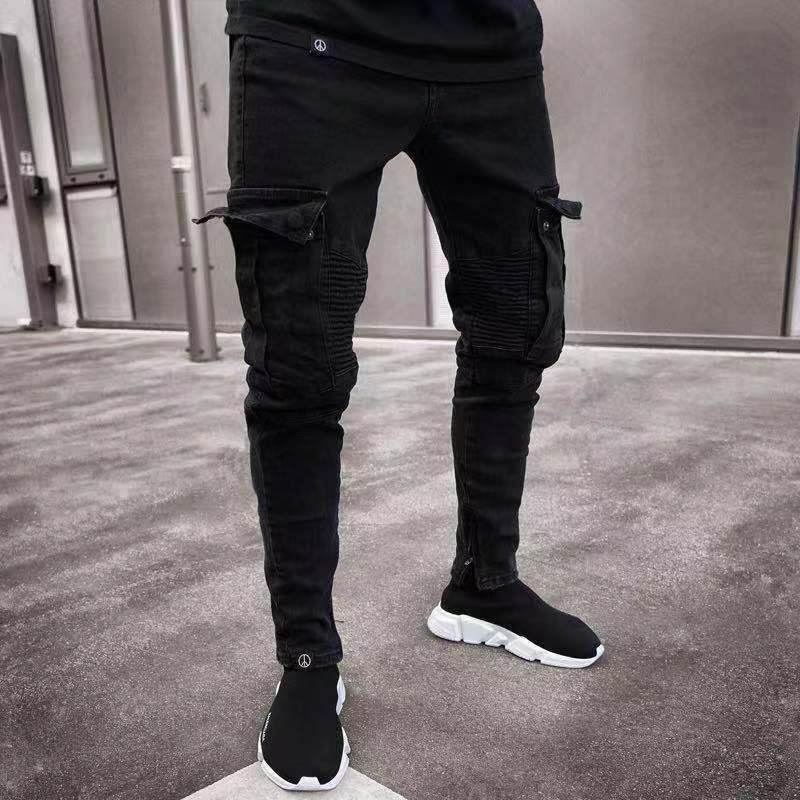 Pantalon tendance à fermeture éclair avec trous au genou - Droxev