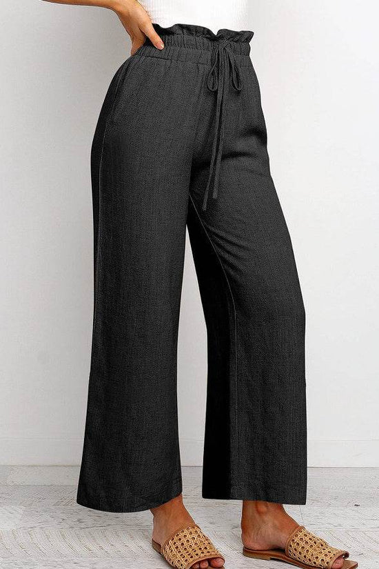 Pantalon large Pantalon court de couleur unie - Droxev