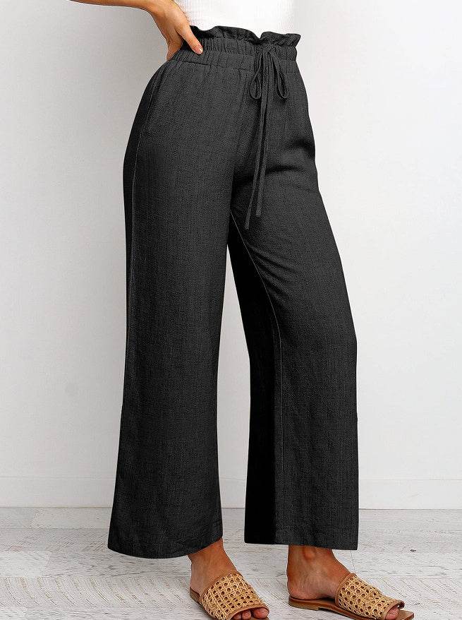 Pantalon large Pantalon court de couleur unie - Droxev