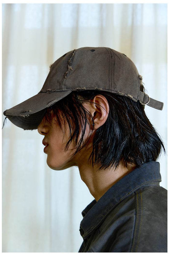 Casquette Style Usé – Taches de Rouille et de Saleté, Broderie Artistique - Droxev