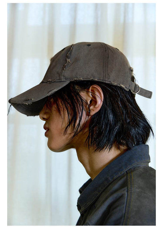 Casquette Style Usé – Taches de Rouille et de Saleté, Broderie Artistique - Droxev