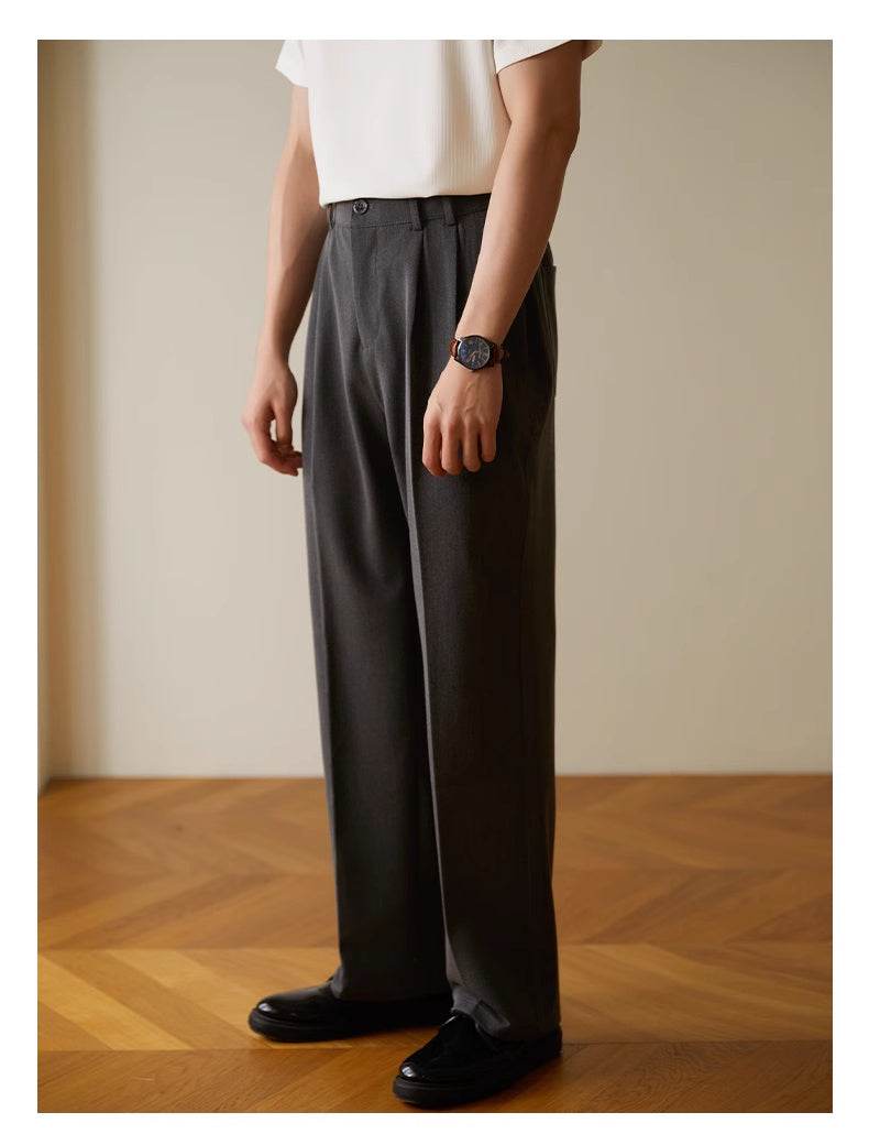 Pantalon décontracté drapé droit et élastique pour le travail - Droxev