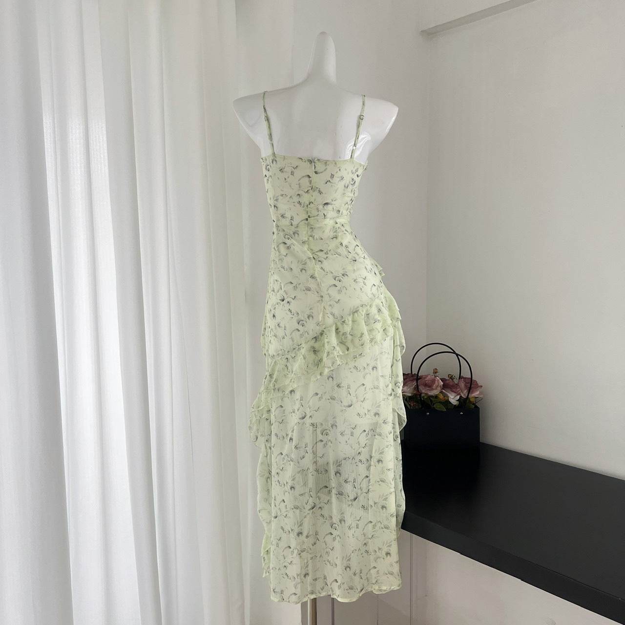 Robe d'été à bretelles et fleurs pour femme - Droxev