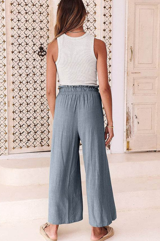 Pantalon large Pantalon court de couleur unie - Droxev