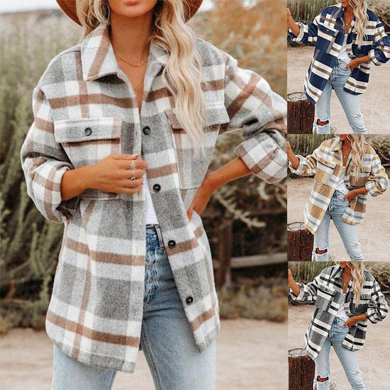 Chemise en laine et flanelle à carreaux et boutons - Droxev