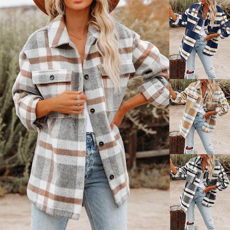 Chemise en laine et flanelle à carreaux et boutons - Droxev