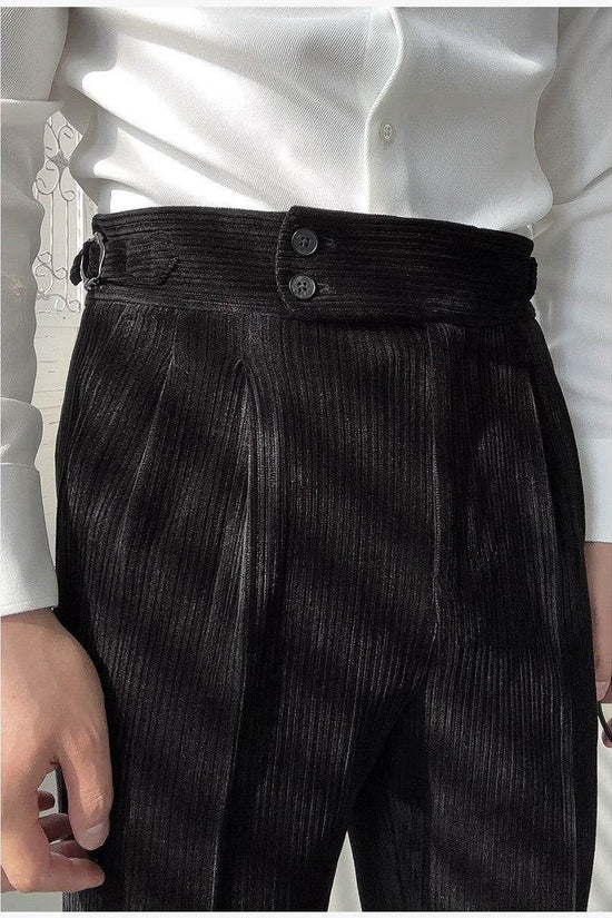 Pantalon de costume en velours côtelé pour homme, coupe droite, pour l'automne - Droxev