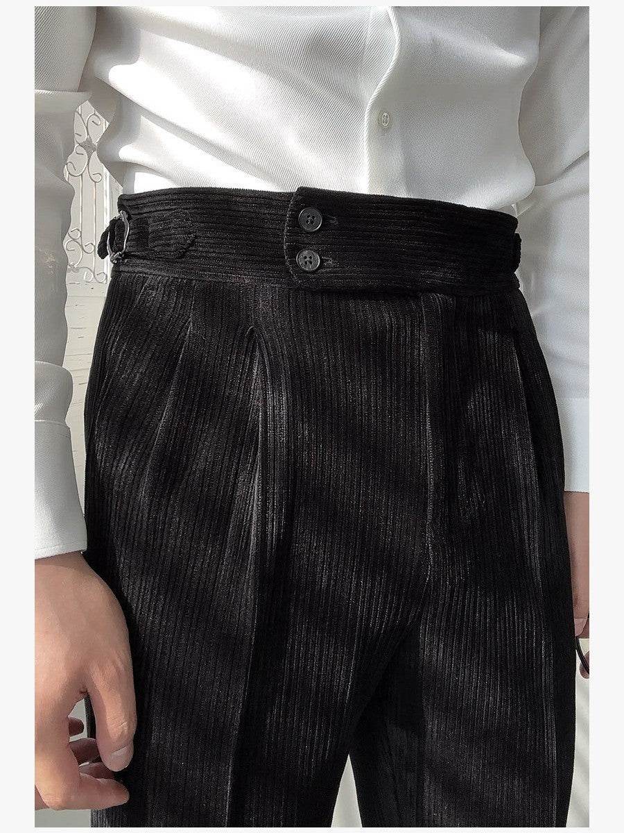 Pantalon de costume en velours côtelé pour homme, coupe droite, pour l'automne - Droxev