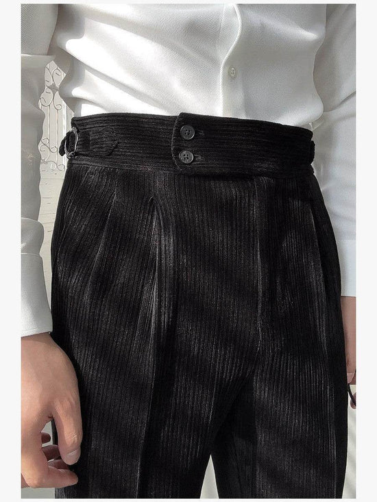 Pantalon de costume en velours côtelé pour homme, coupe droite, pour l'automne - Droxev