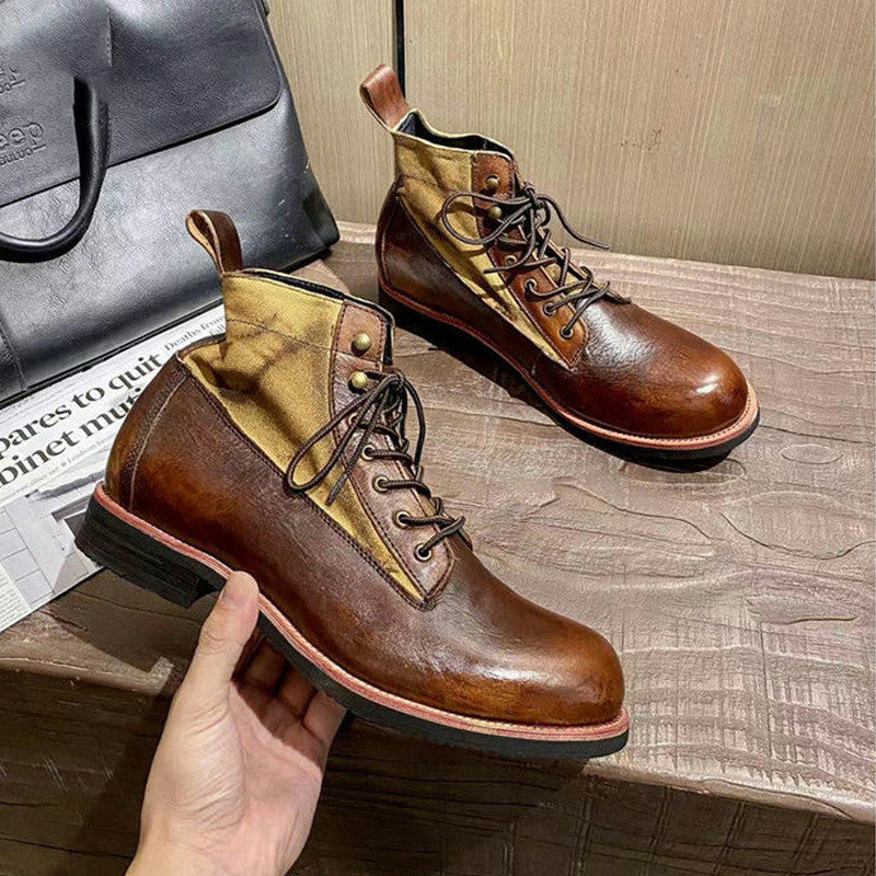 Bottes Martin rétro en cuir pour homme, hiver