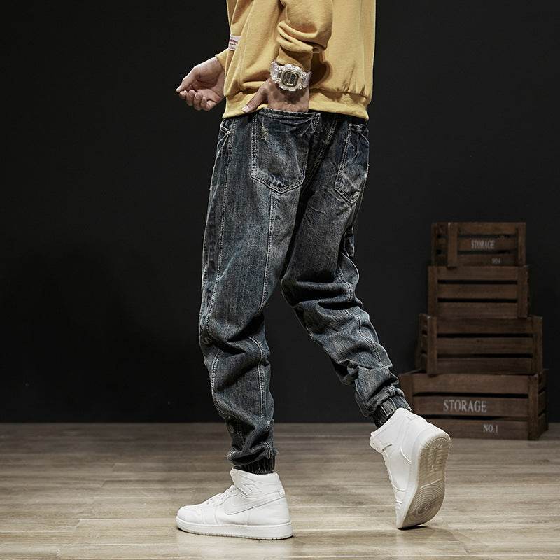 Salopette en jean ample de marque tendance, coupe droite - Droxev