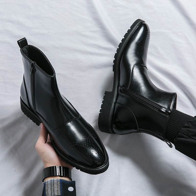 Chaussures montantes décontractées en cuir pour hommes, style britannique - Droxev