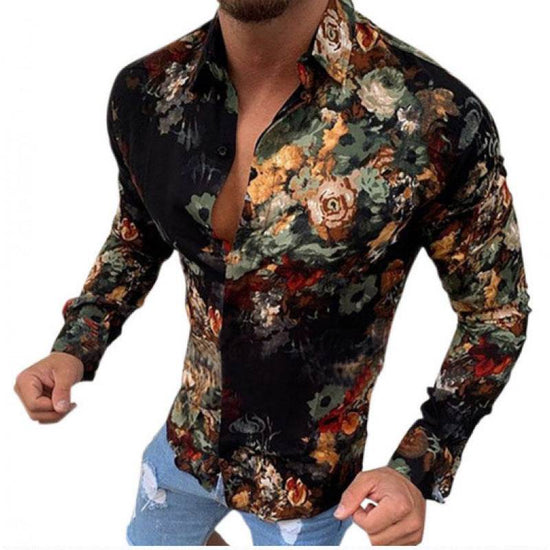 Chemise Homme Imprimée à Manches Longues – Style Streetwear Décontracté Hiver - Droxev