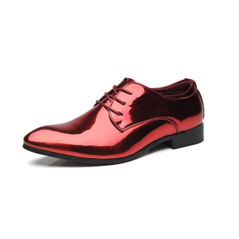 Chaussures pointues britanniques en cuir pour hommes, chaussures en cuir brillant à la mode - Droxev