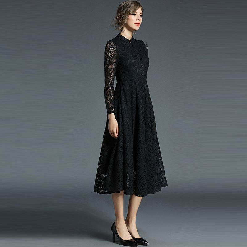 robe trapèze ample à simple boutonnage - Droxev