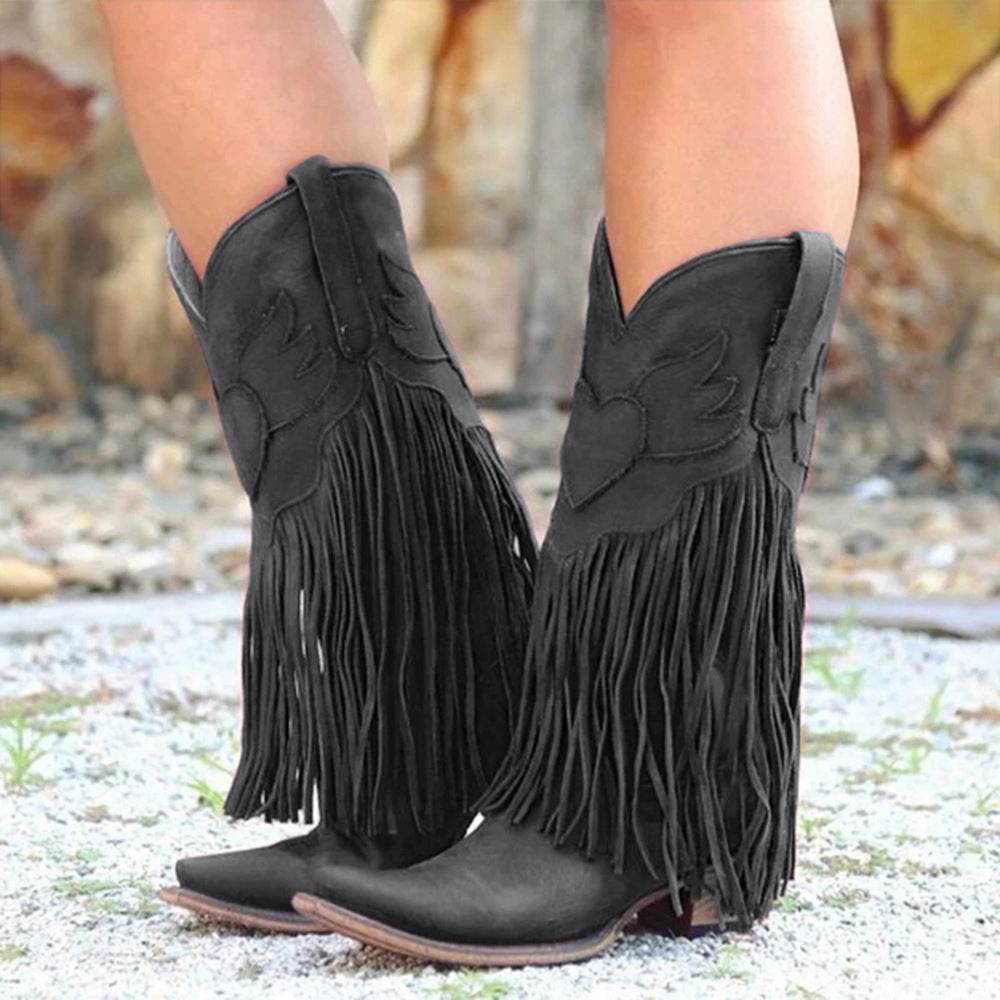 Bottes vintage à pampilles au-dessus du genou - Droxev